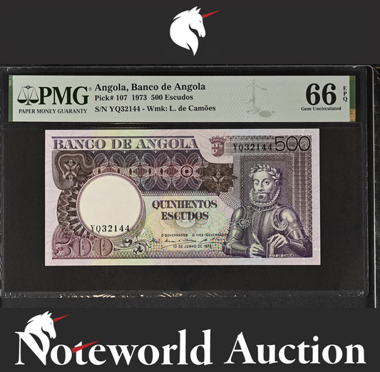 Angola Banco de Angola 500 Escudos 1973 P 107 UNC PMG 66 EPQ 2nd TOP POP
