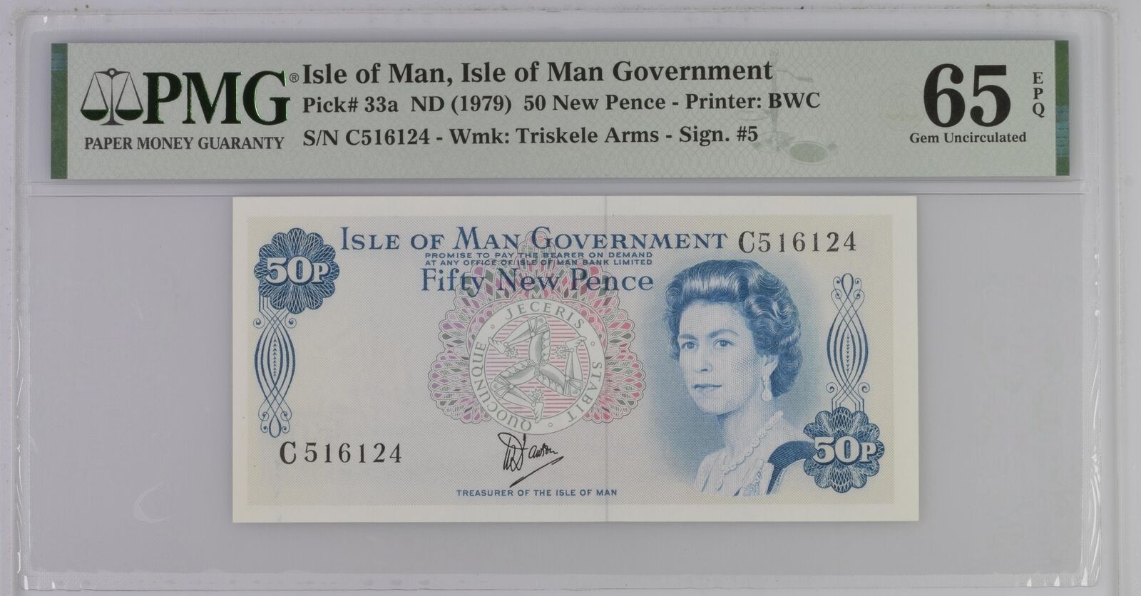 ISLE OF MAN 50 New Pence 1979 P 33a UNC PMG 65 EPQ