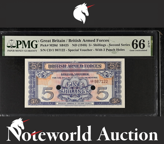 Great Britain 5/- Shilling ND (1948) P M20d UNC PMG 66 EPQ 2nd TOP POP