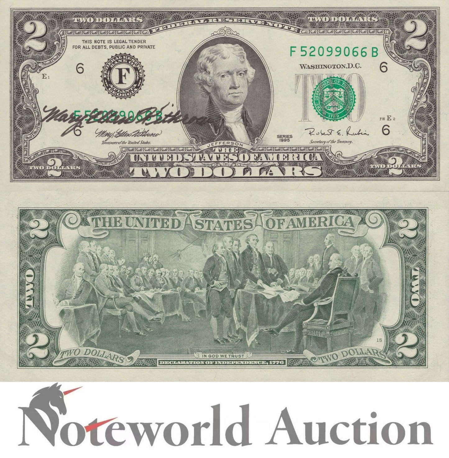 UNITED STATES OF AMERICA USA 2 Dollars 1995 P 497 With Folder UNC
