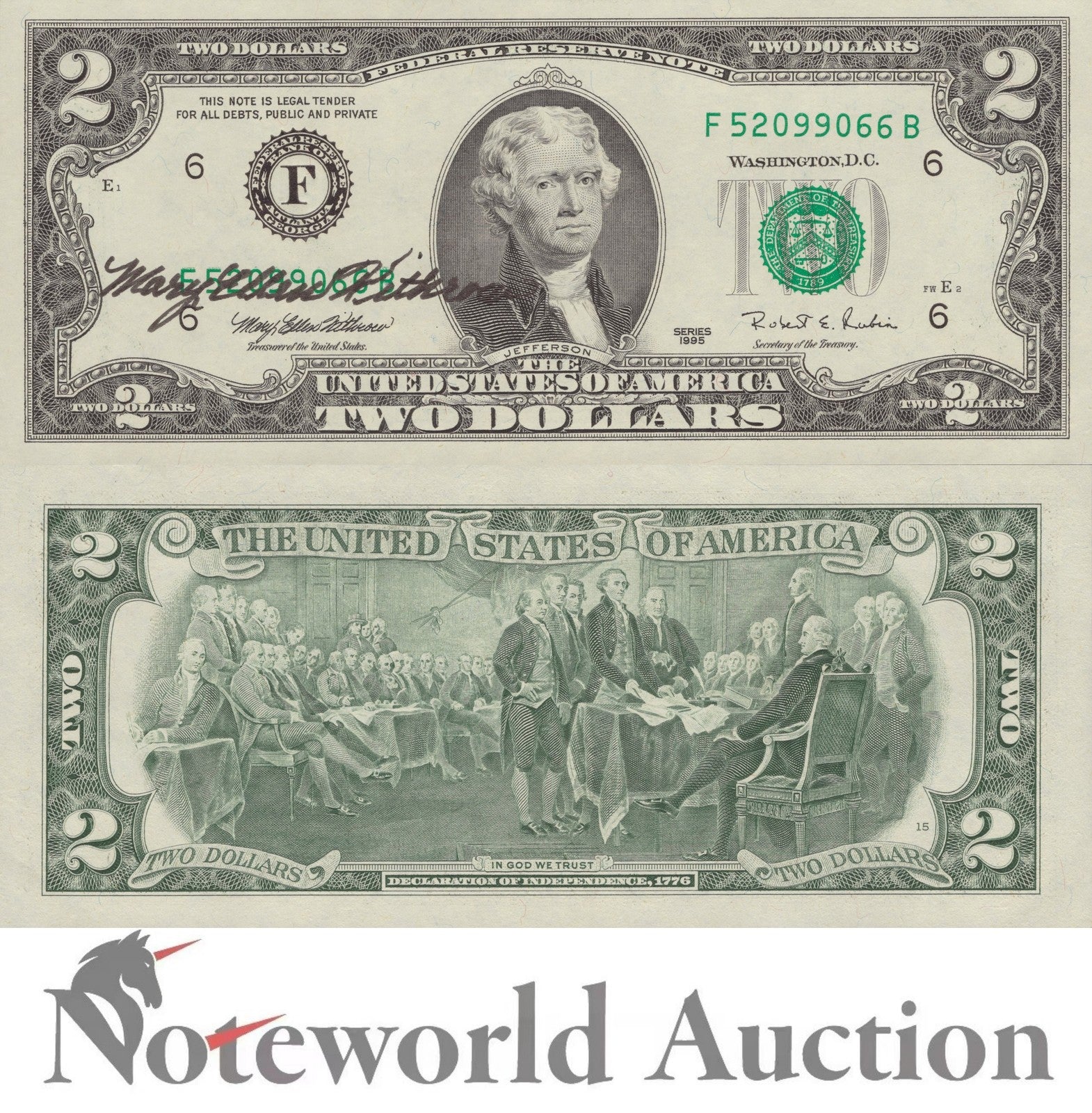 UNITED STATES OF AMERICA USA 2 Dollars 1995 P 497 With Folder UNC