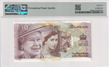 SCOTLAND ROYAL BANK Commemorative 10 Pounds 2012 P 368 UNC PMG 65 EPQ