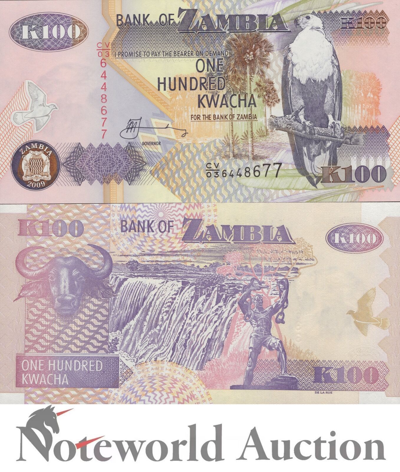 ZAMBIA 100 Kwacha 2009 P 38h UNC