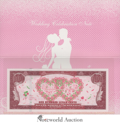 Australia 100 Cents Silver Reserve of the Moon Wedding Celebration Note W/F UNC