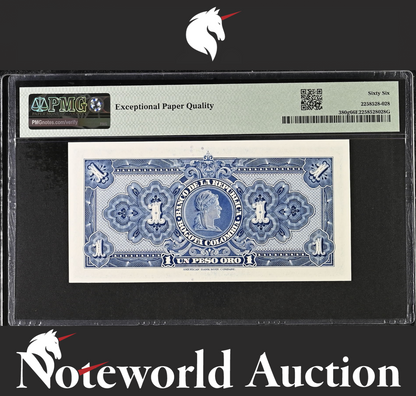 Colombia Banco de la Republica 1 Peso Oro 1954 P 380g UNC PMG 66 EPQ 2nd TOP POP
