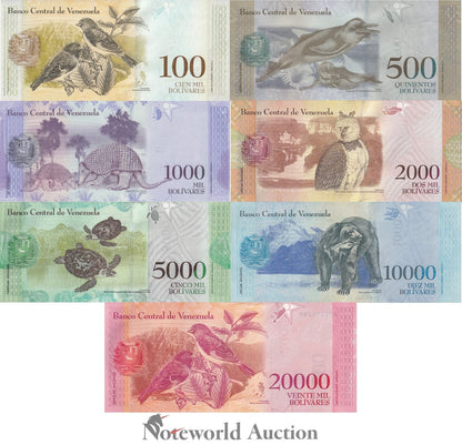 VENEZUELA 100 500 1000-100000 Balivares 2016-2017 P 94 95 96-100 Set 7 pcs UNC