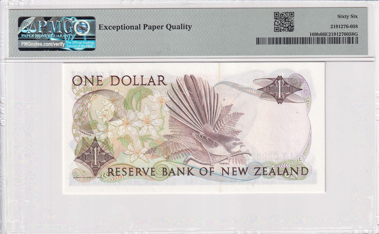 NEW ZEALAND 1 Dollar ND (1985-89) P 169b Fancy LOW SERIAL NO. 23 UNC PMG 66 EPQ