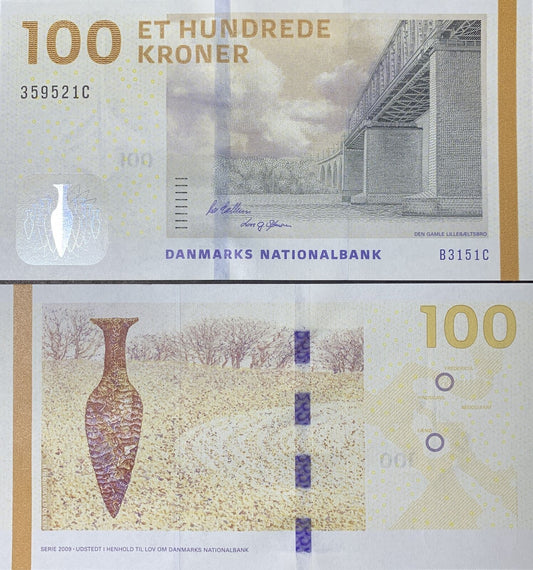 DENMARK 100 Kroner 2015 P 66d Random Signatures UNC