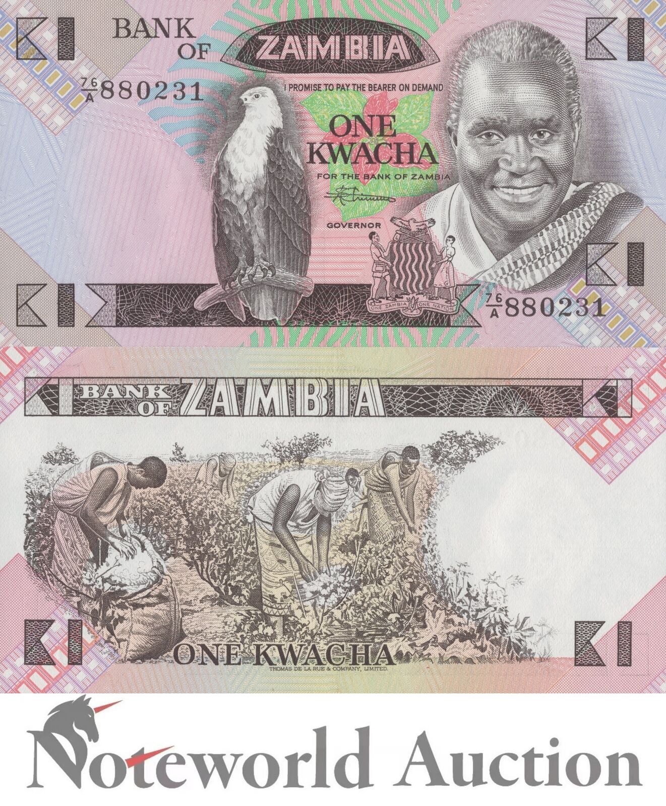 ZAMBIA 1 Kwacha ND 1980-1988 P 23b UNC