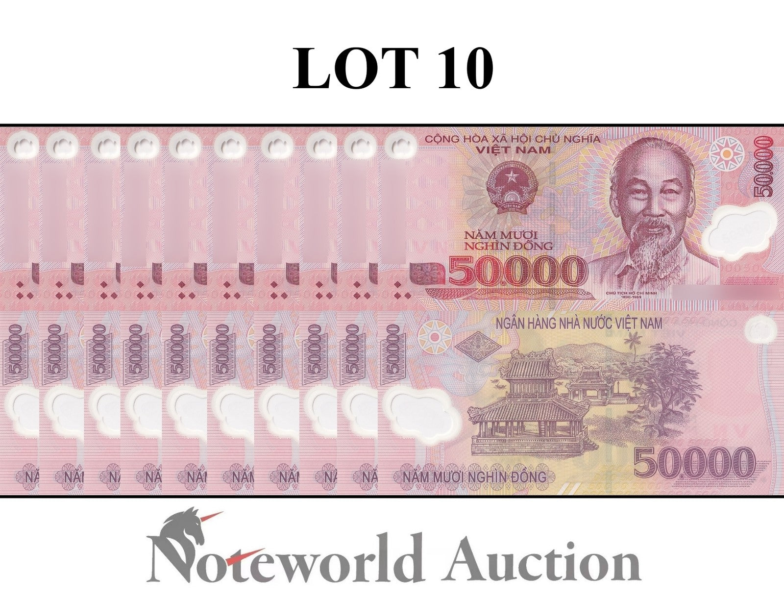 VIET NAM VIETNAM 50000 Dong 2019 P 121 Polymer Lot 10 pcs 1/10 Bundle UNC