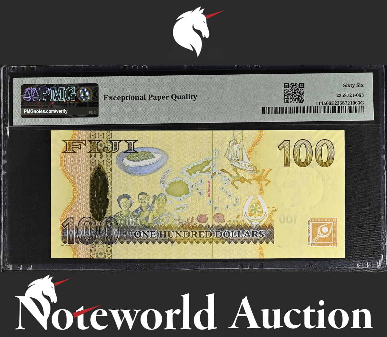 Fiji Reserve Bank 100 Dollars ND (2007) P 114a UNC PMG 66 EPQ NR No Reserve