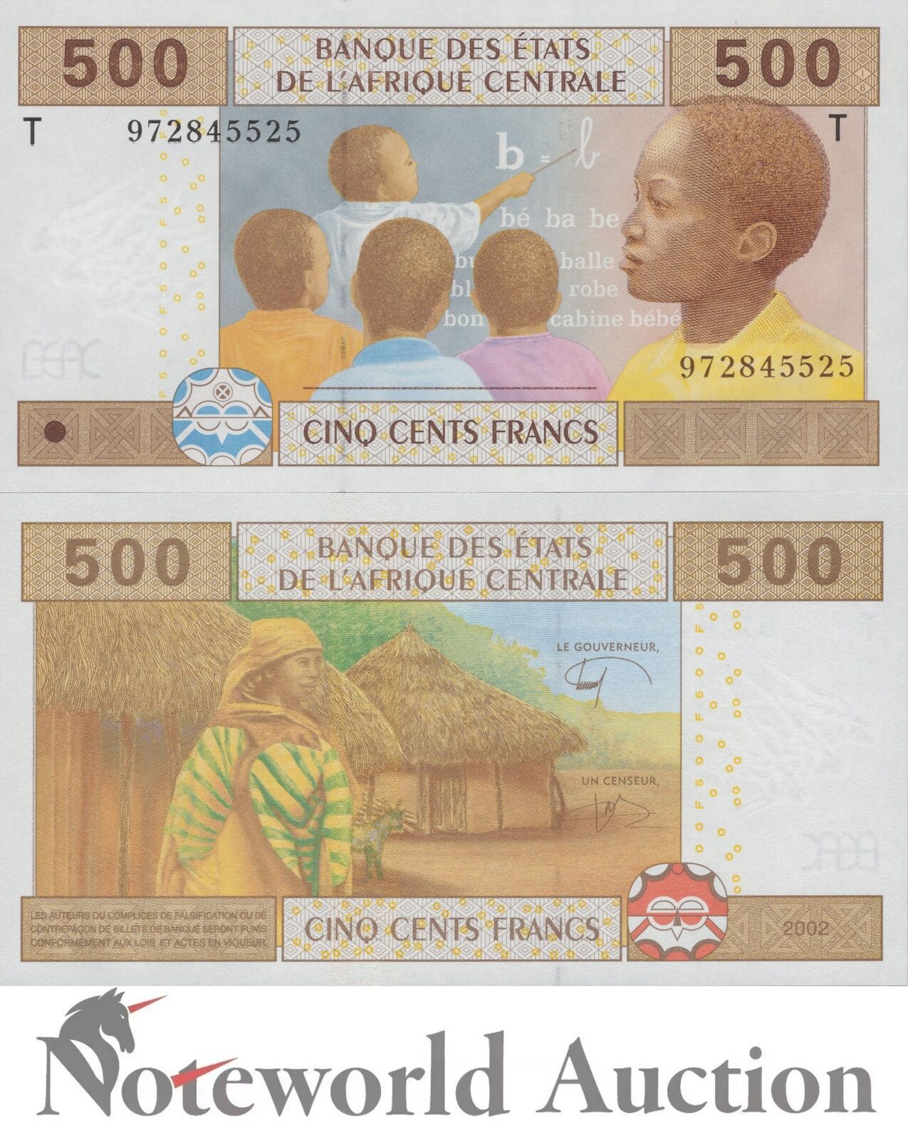 CENTRAL AFRICAN STATES CONGO 500 Francs 2002 P 106T Code T UNC