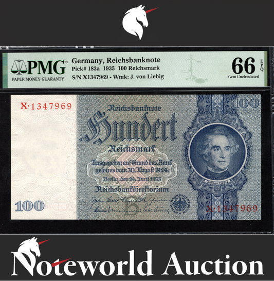 Germany, Reichsbanknote, 100 Reichsmark 1935 P 183a UNC PMG 66 EPQ