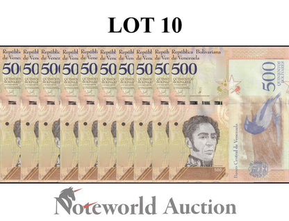 VENEZUELA 500 Bolivares 2018 P 108b Lot 10 pcs 1/10 Bundle UNC