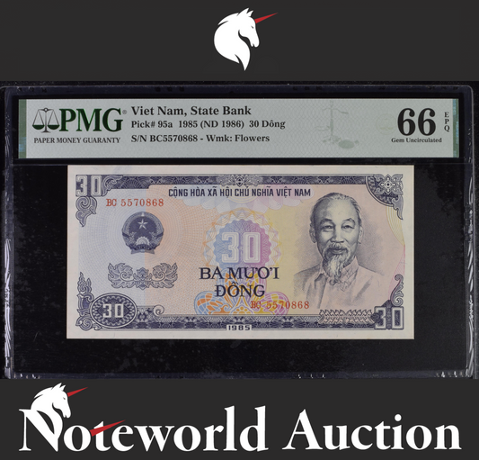 Viet Nam State Bank 30 Dong 1985 (ND 1986) P 95a UNC PMG 66 EPQ