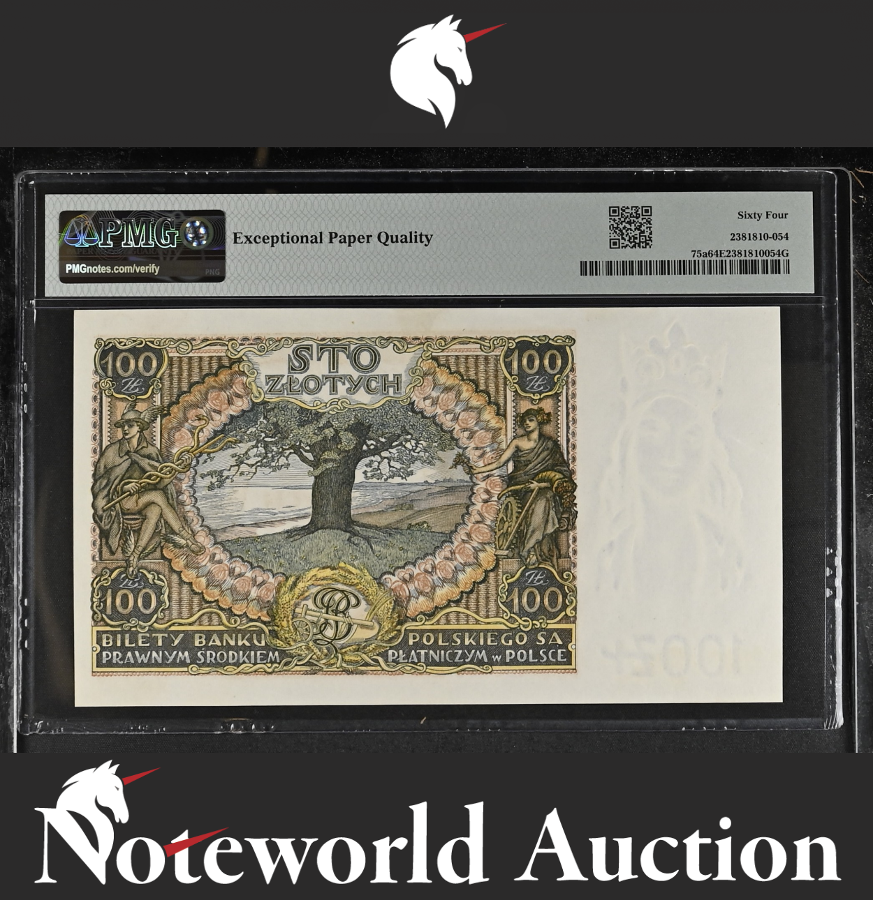 Poland Bank Polski 100 Zlotych 1934 P 75a UNC PMG 64 EPQ