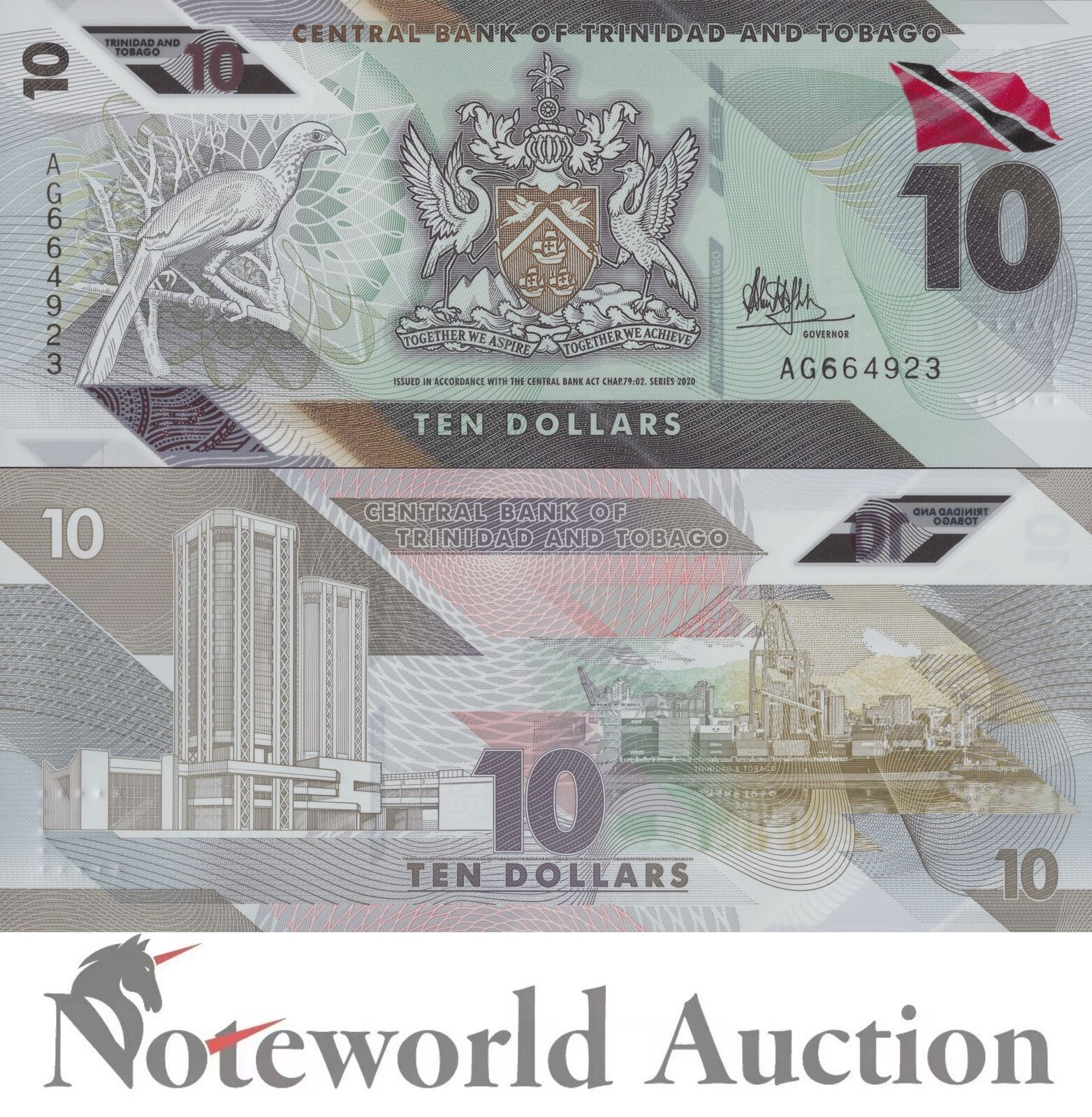 TRINIDAD & TOBAGO 10 Dollars 2020 P 62a Polymer UNC