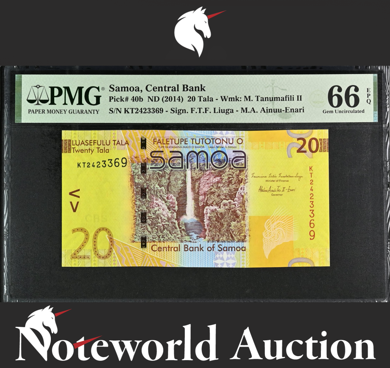 Samoa Central Bank 20 Tala ND (2014) P 40b UNC PMG 66 EPQ