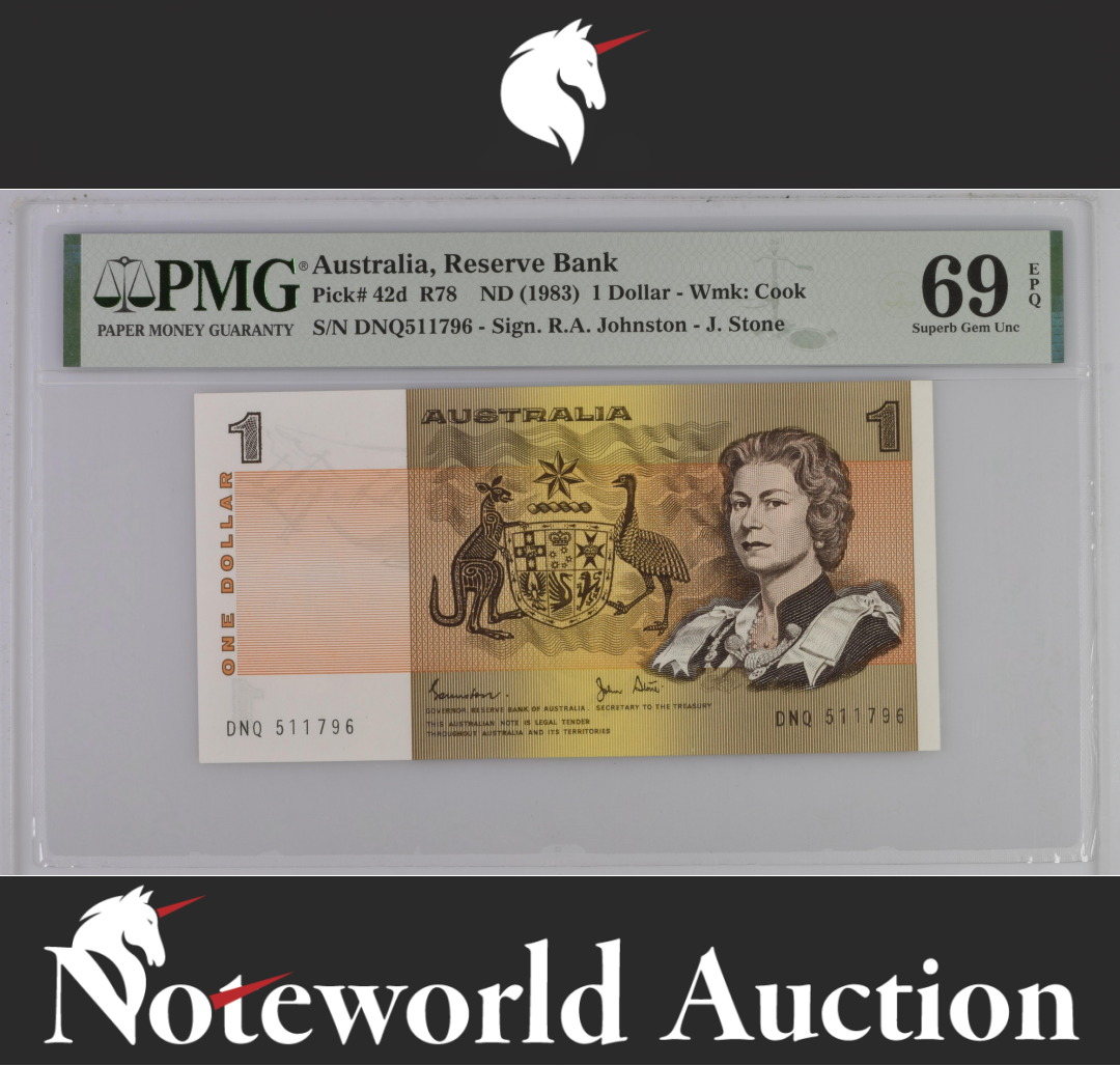 Australia Reserve Bank 1 Dollar ND (1983) P 42d UNC PMG 69 EPQ Only 1  TOP POP