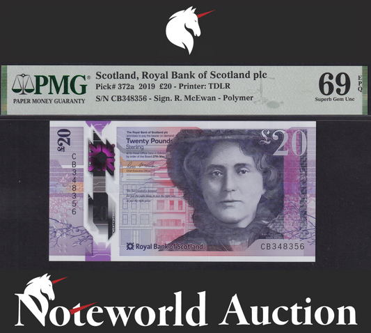 Scotland Royal Bank £20 2019 P 372a Polymer UNC PMG 69 EPQ 2nd TOP POP