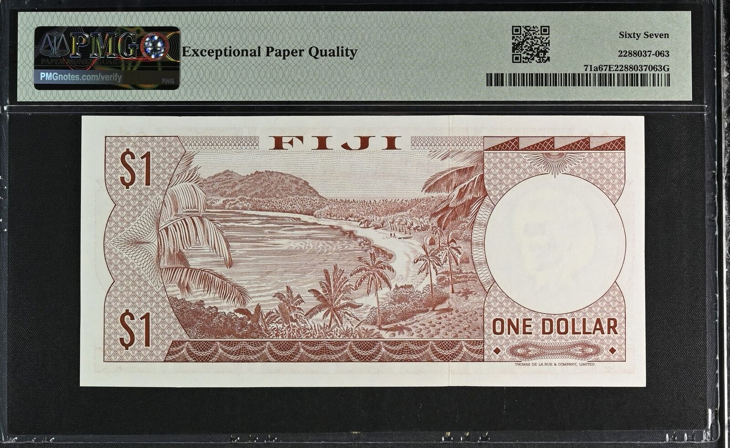 FIJI 1 Dollar 1974 P 71a TOP POP Only 3 pcs UNC PMG 67 EPQ