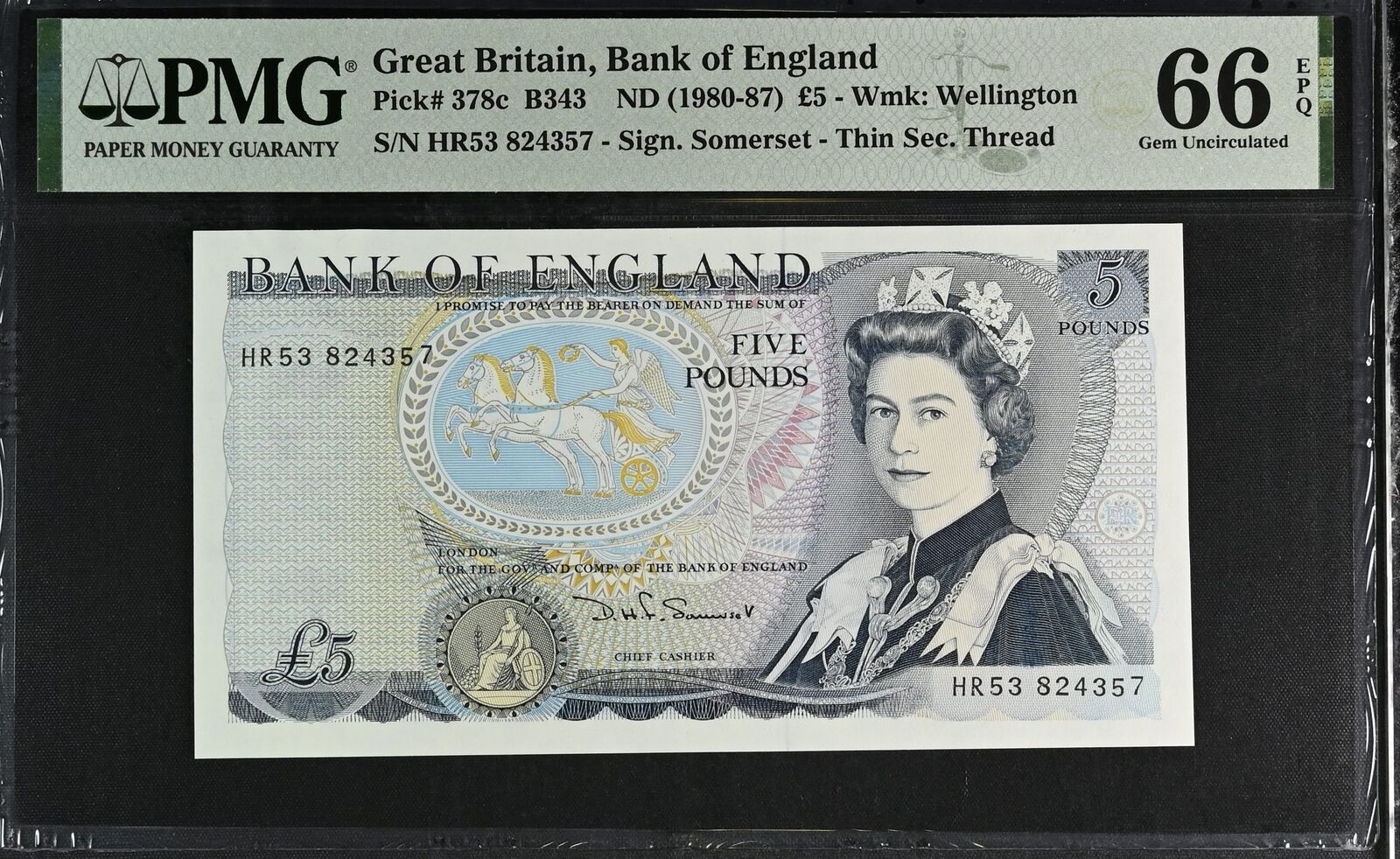 GREAT BRITAIN 5 Pounds 1980-87 P 378c UNC PMG 66 EPQ