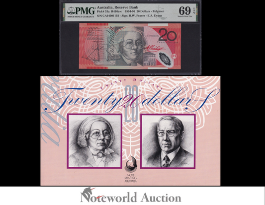 Australia COMM. 1994-96 Polymer Prefix CA94 UNC PMG 69 EPQ W/Folder TOP POP