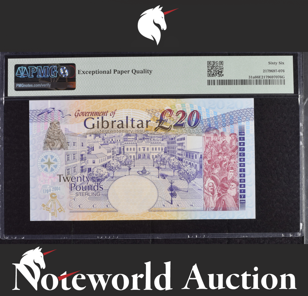 Gibraltar Commemorative 20 Pounds 2004 P 31a UNC PMG 66 EPQ 