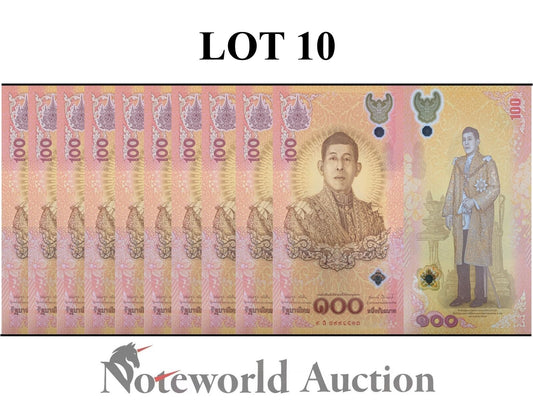 THAILAND COMM. Lot 10 pcs - 100 Baht 2024 P 143 Polymer New Design UNC