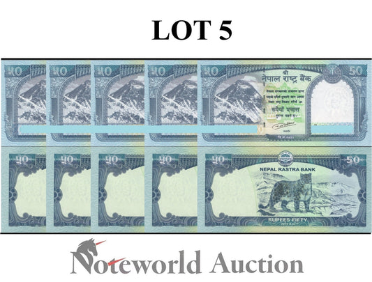 NEPAL 50 Rupees 2019 P 79 Snow Leopard Lot 5 pcs 1/20 Bundle UNC