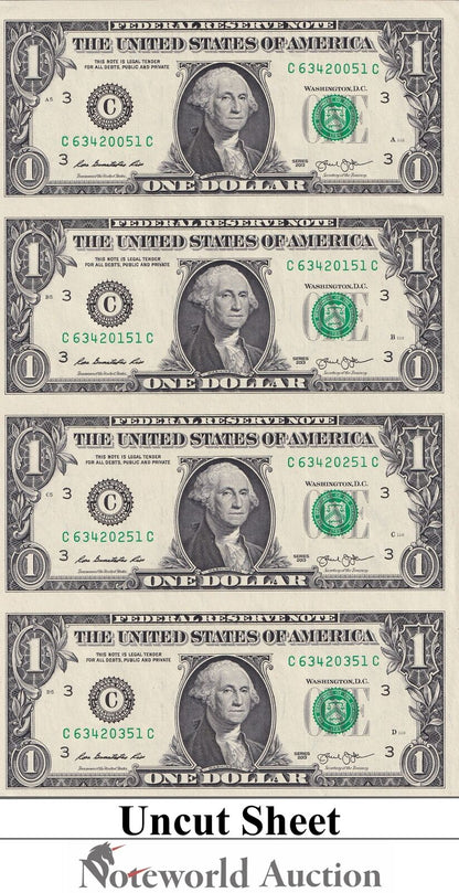 UNITED STATES USA 1 Dollar 2013 P 537 C - Philadelphia PA UNCUT 4 IN 1 UNC