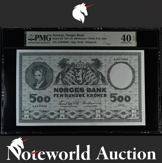 Norway Norges Bank 500 Kroner 1971-76 P 34f EF PMG 40 EPQ