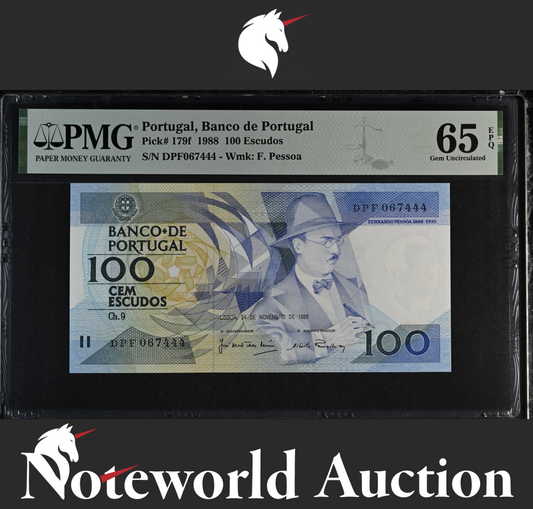 Portugal 100 Escudos 1988 P 179f Same Last 3 Digit UNC PMG 65 EPQ