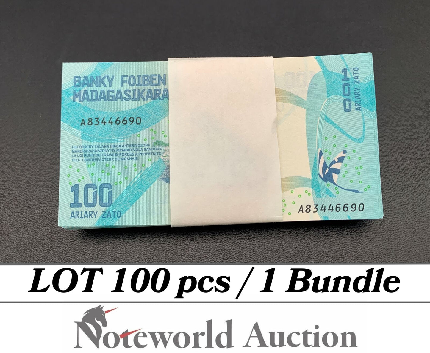 MADAGASCAR Lot 100 pcs Bundle - 100 Ariary ND 2017 P 97 UNC