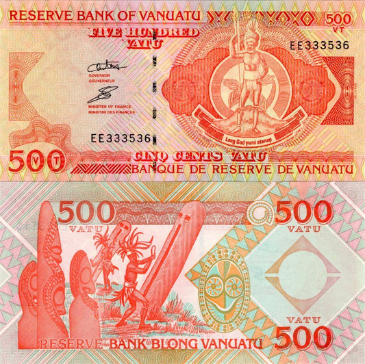 VANUATU 500 Vatu 1993 P 5 UNC Random Signatures