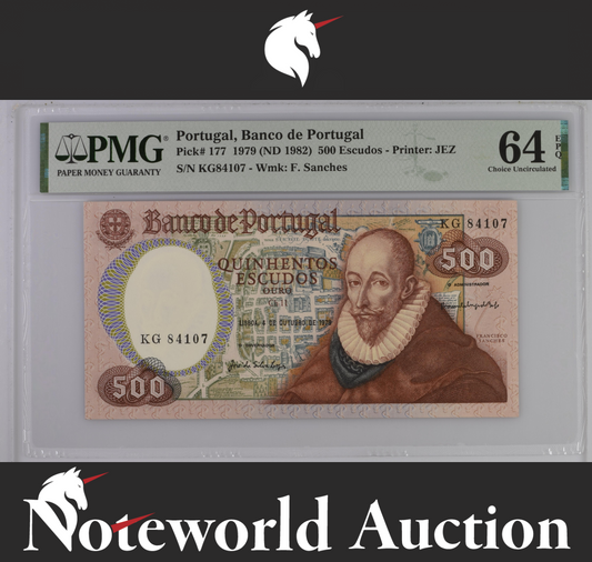 Portugal Banco de Portugal 500 Escudos 1979 (ND 1982) P 177 UNC PMG 64 EPQ