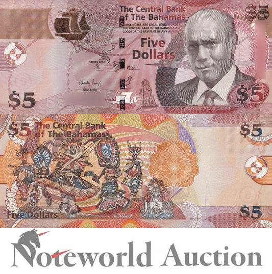 BAHAMAS 5 Dollars 2013 P 72A UNC