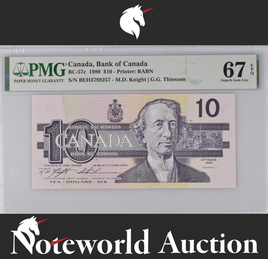 Canada Bank of Canada $10 1989 BC-57c UNC PMG 67 EPQ 2nd TOP POP
