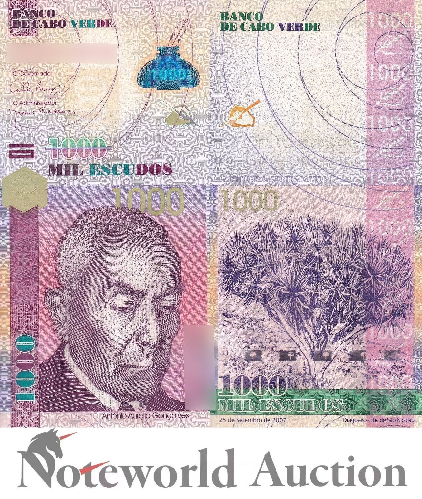 CAPE VERE CABO VERDE 1000 Escudos 2007 P 70a UNC