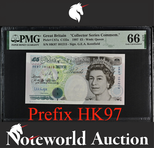 Great Britain Collector Series COMMEM. £5 1997 P CS7a Prefix HK97 UNC PMG 66 EPQ