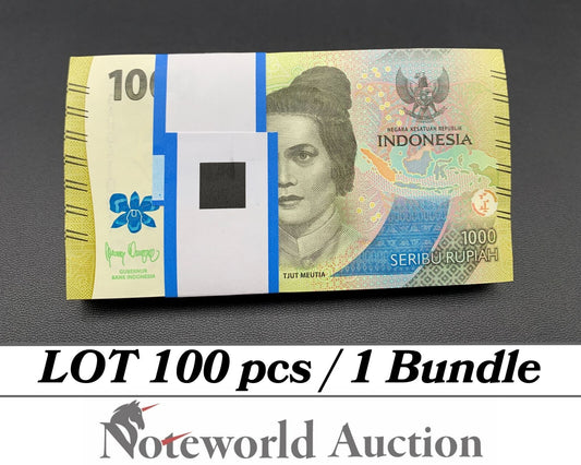 INDONESIA Lot 100 pcs Bundle - 1000 Rupiah 2022 P 162 UNC