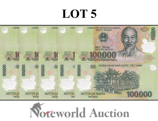 VIET NAM VIETNAM 100000 Dong 2021 P 122 Polymer Lot 5 pcs 1/20 Bundle UNC
