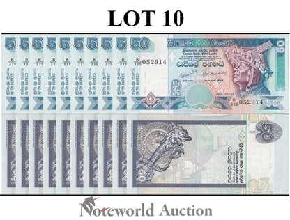SRI LANKA 50 Rupees 2006 P 110f Lot 10 pcs 1/10 Bundle UNC