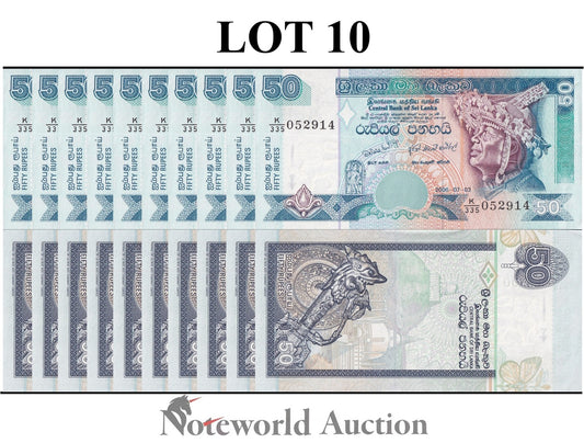 SRI LANKA 50 Rupees 2006 P 110f Lot 10 pcs 1/10 Bundle UNC