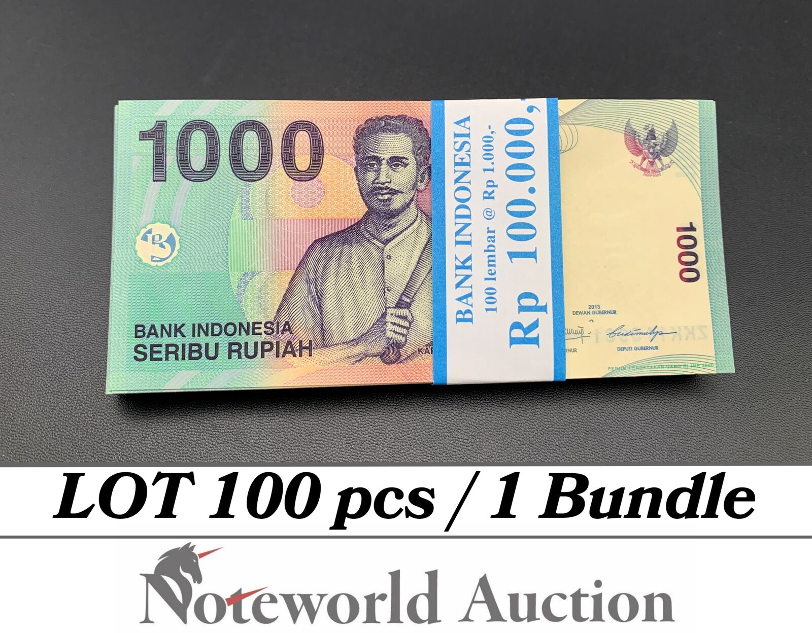 INDONESIA Lot 100 pcs Bundle -  1000 Rupiah 2013 P 141m UNC