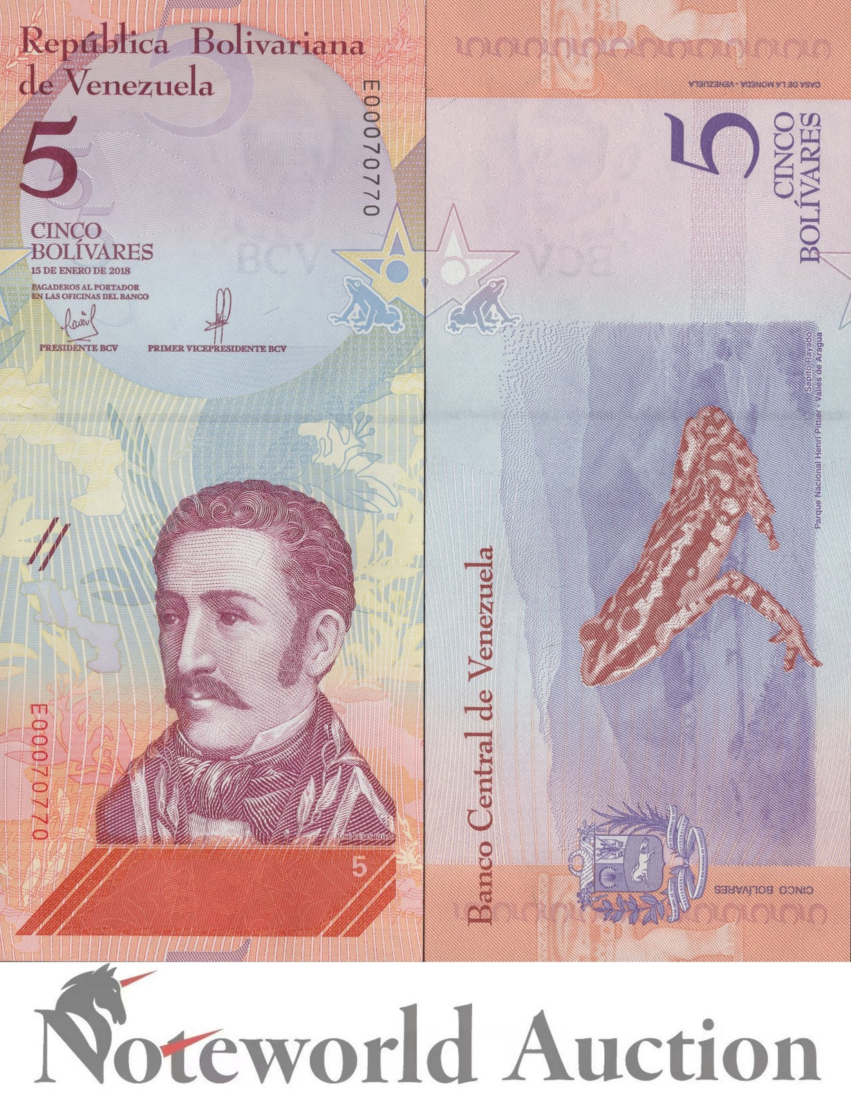 VENEZUELA 5 Bolivares 2018 P 102 Lot 10 pcs 1/10 Bundle UNC