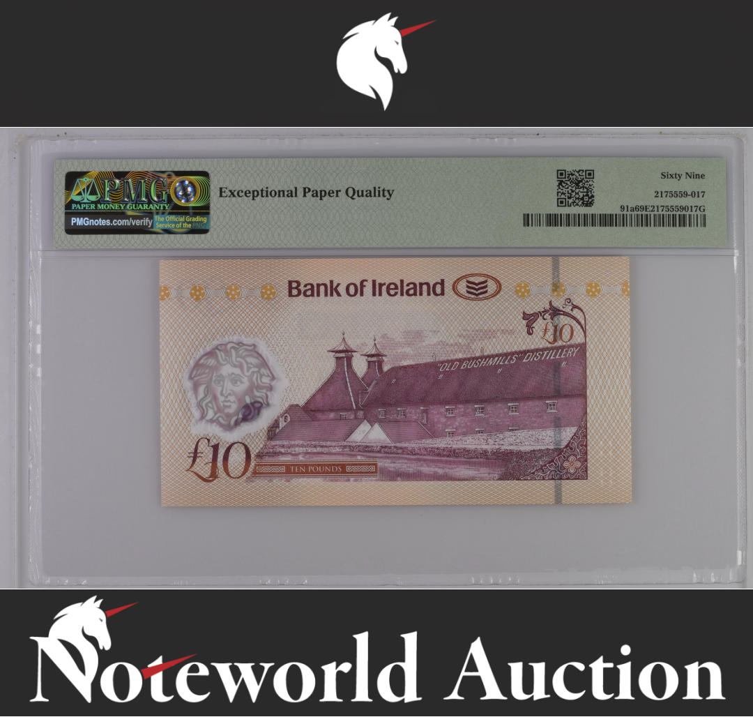 Ireland Northern £10 2017 P 91a Polymer AA UNC 2nd PMG 69 EPQ TOP POP