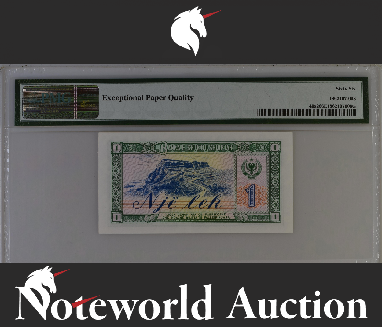 Albania SPECIMEN 1 Lek 1976 P 40s2 UNC PMG 66 EPQ 3rd TOP POP