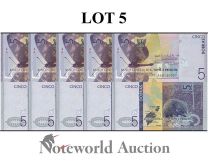 SAO TOME E PRINCIPE 5 Dobras 2020 P 76 First Prefix AA Lot 5 p 1/20 Bundle UNC