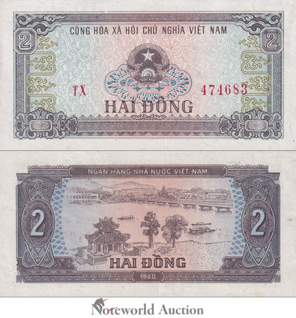 VIET NAM VIETNAM 2 Dong 1980 P 85 Foxing UNC